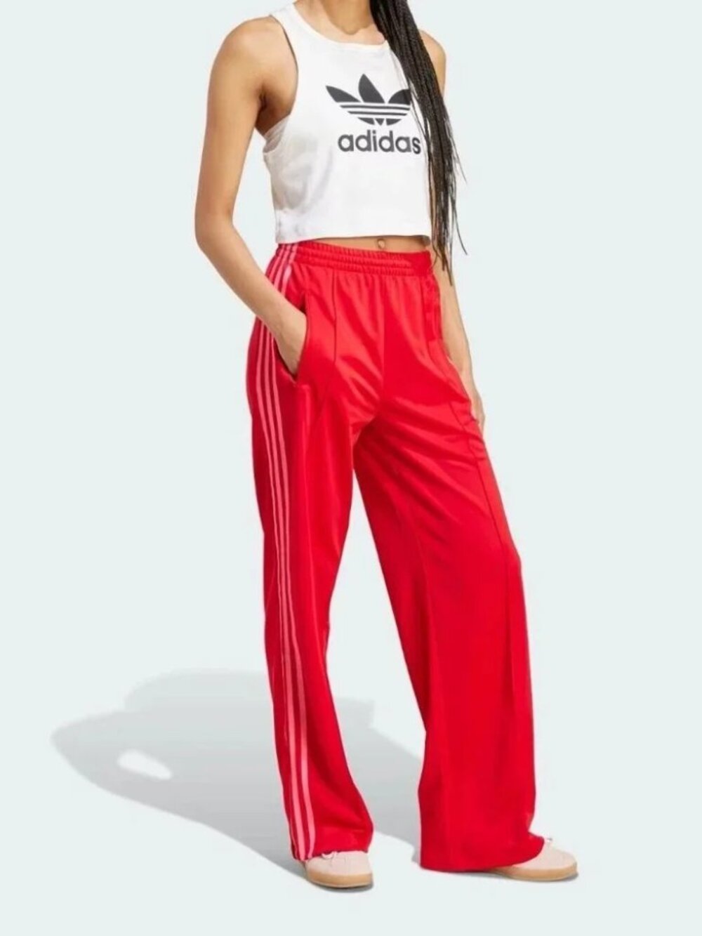 Adidas Womens Red Pink Adicolor Classic Firebird Loose Track Pants Siz XS JW1225